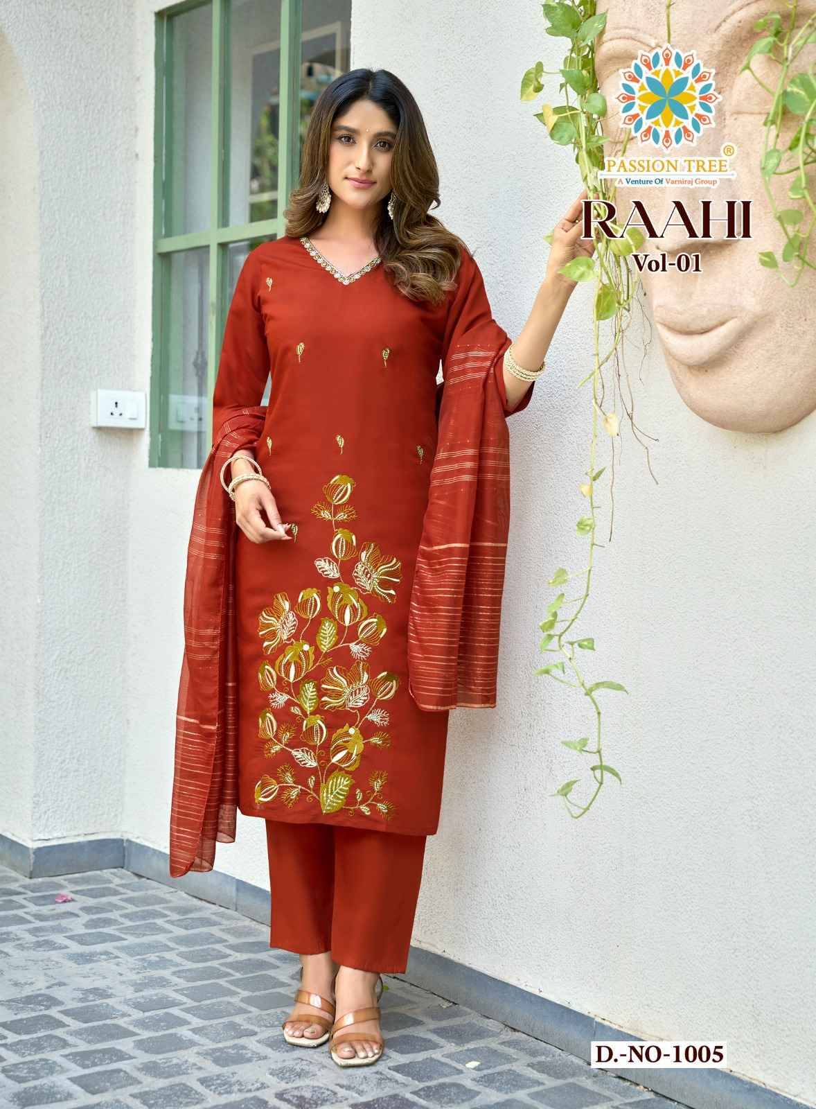 RAAHI  VOL-1 By Passion Tree 1001 To 1008 Series Beautiful Festive Suits Colorful Stylish Fancy Ethnic Wear ROMAN SILK Embroidery Dresses At Wholesale Price